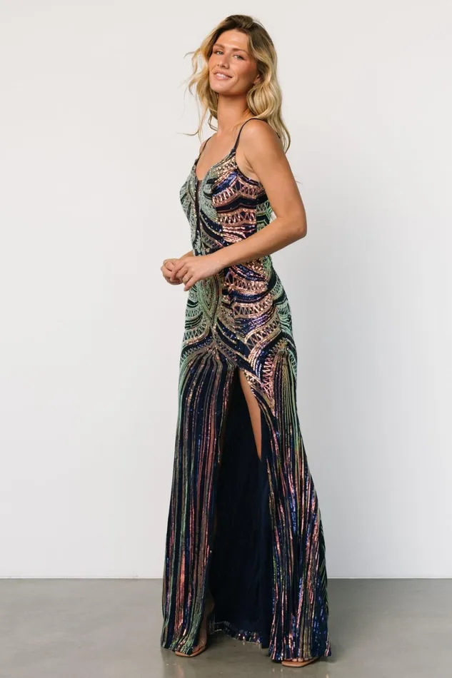 Lucero Sequin Gown Navy Iridescent Women Baltic Born Embellished Sequin Lucero Sequin Gown Navy Iridescent Women Baltic Born Embellished Sequin