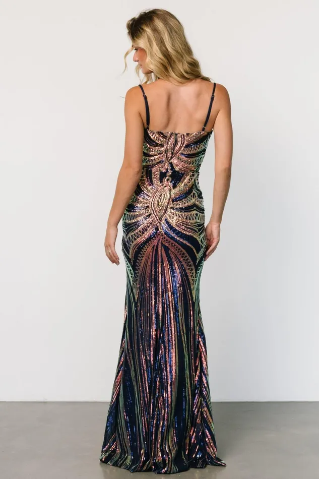 Lucero Sequin Gown Navy Iridescent Women Baltic Born Embellished Sequin Lucero Sequin Gown Navy Iridescent Women Baltic Born Embellished Sequin