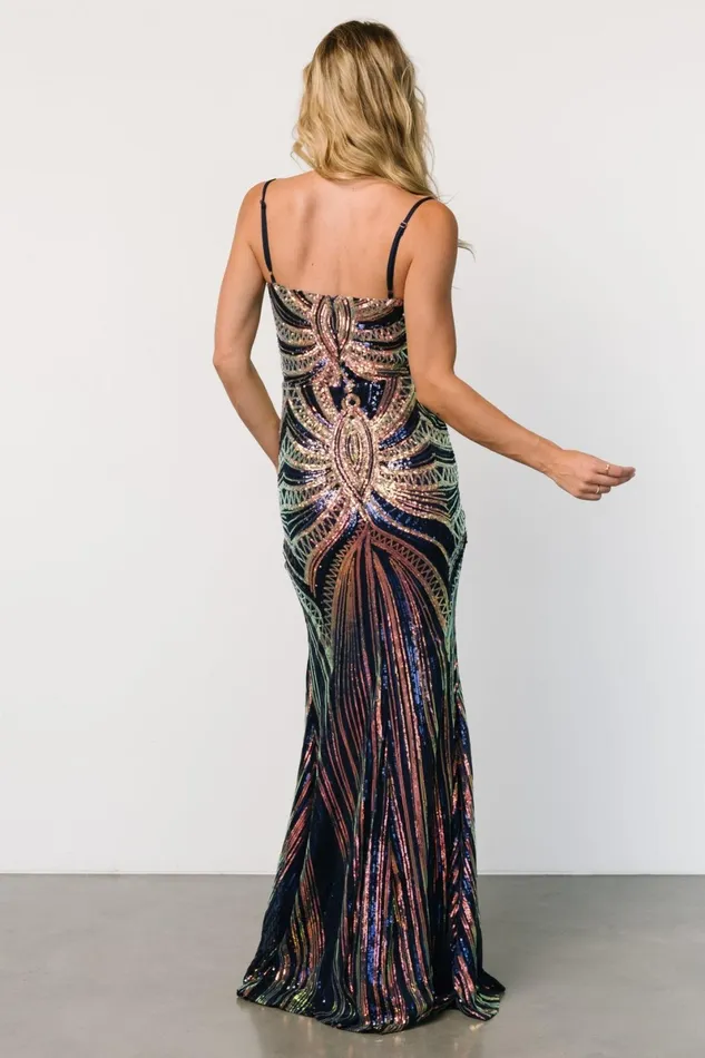 Lucero Sequin Gown Navy Iridescent Women Baltic Born Embellished Sequin Lucero Sequin Gown Navy Iridescent Women Baltic Born Embellished Sequin