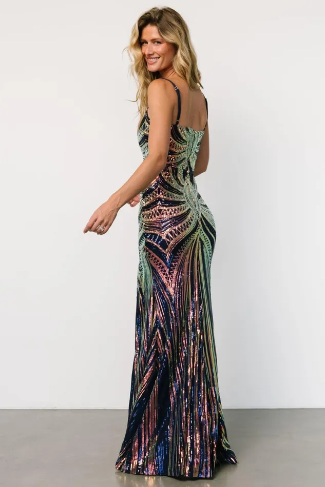 Lucero Sequin Gown Navy Iridescent Women Baltic Born Embellished Sequin Lucero Sequin Gown Navy Iridescent Women Baltic Born Embellished Sequin