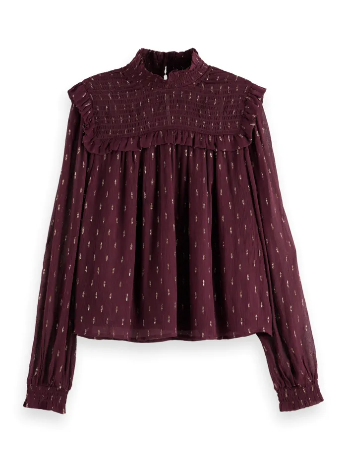LUREX SMOCK TOP Dark Grape Women Scotch and Soda Blouses and Shirts