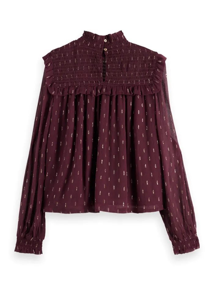 LUREX SMOCK TOP Dark Grape Women Scotch and Soda Blouses and Shirts