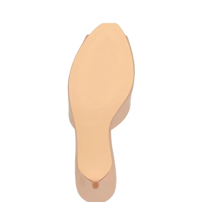 Luvlie Heeled Slide Sandals Natural Patent Women Nine West Low Heel Luvlie Heeled Slide Sandals Natural Patent Women Nine West Low Heel