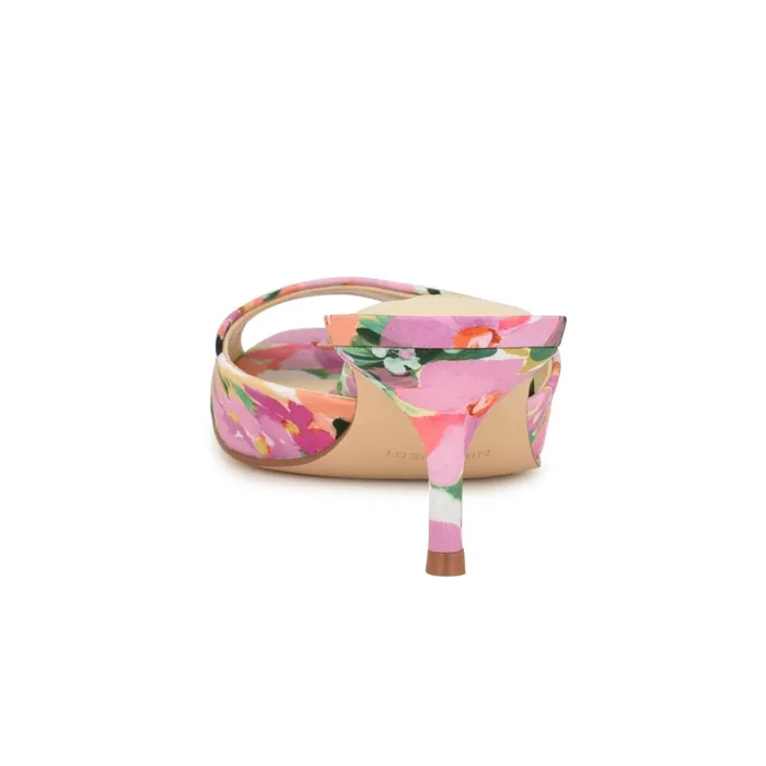 Luvlie Heeled Slide Sandals Pink Floral Women Nine West Heeled Luvlie Heeled Slide Sandals Pink Floral Women Nine West Heeled