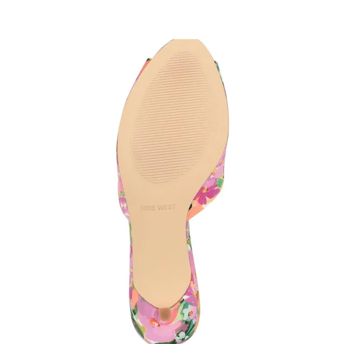 Luvlie Heeled Slide Sandals Pink Floral Women Nine West Heeled Luvlie Heeled Slide Sandals Pink Floral Women Nine West Heeled
