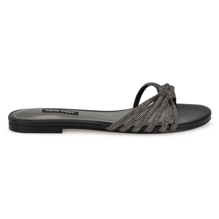 Luxury Flat Slide Sandals Black Women Nine West Flats