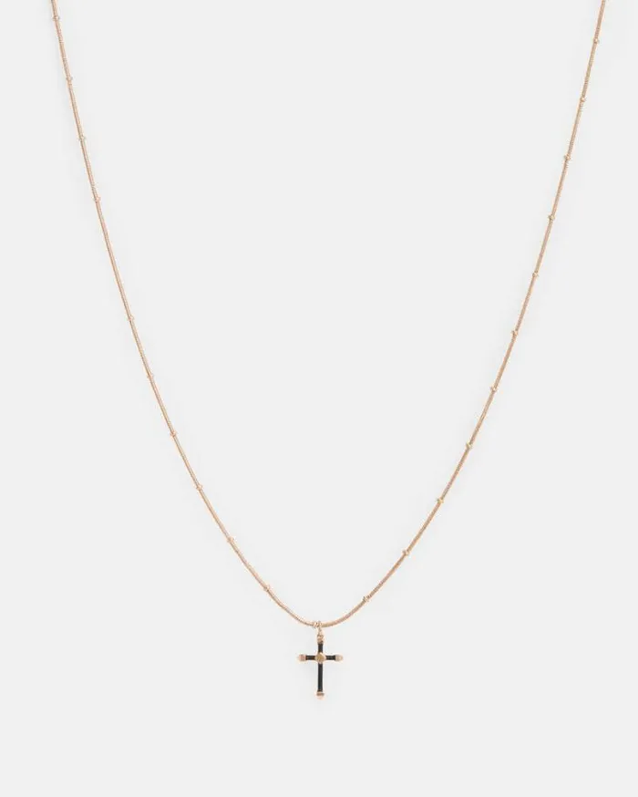 Lyra Cross GoldTone Necklace Blackwarm Brass Women AllSaints Jewelry