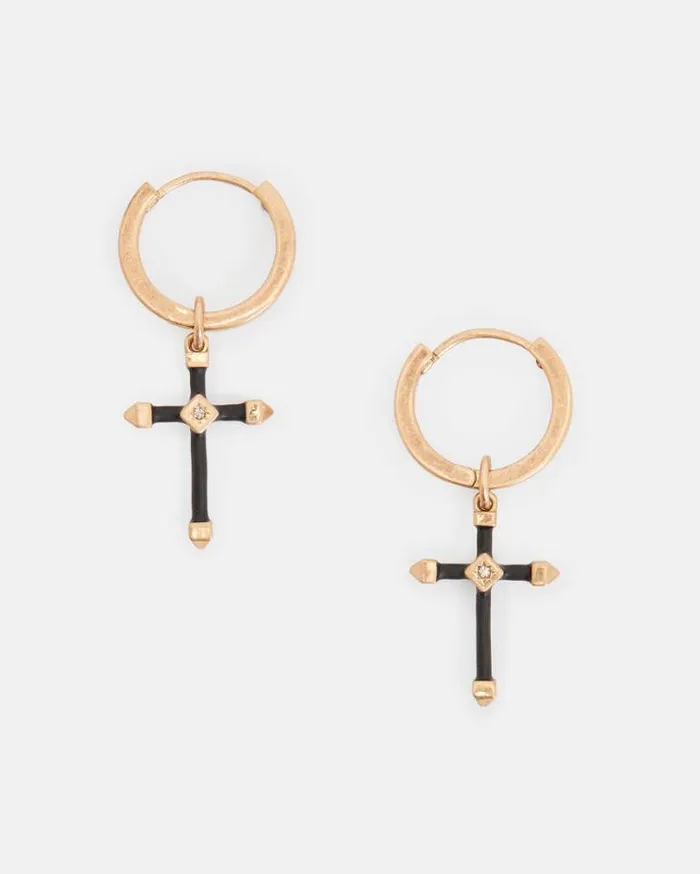 Lyra Cross Hoops Blackwarm Brass Women AllSaints Jewelry
