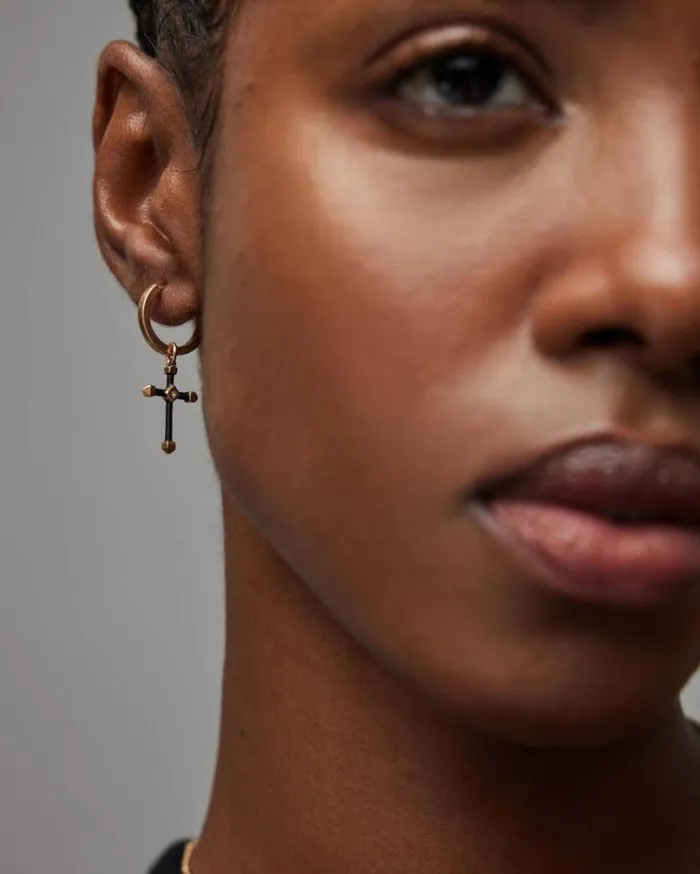 Lyra Cross Hoops Blackwarm Brass Women AllSaints Jewelry
