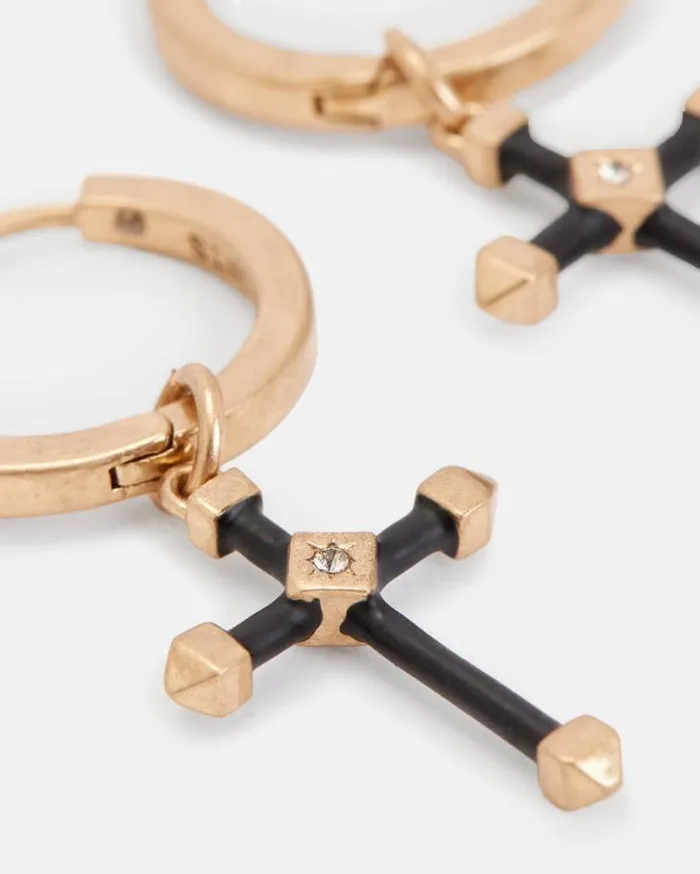 Lyra Cross Hoops Blackwarm Brass Women AllSaints Jewelry