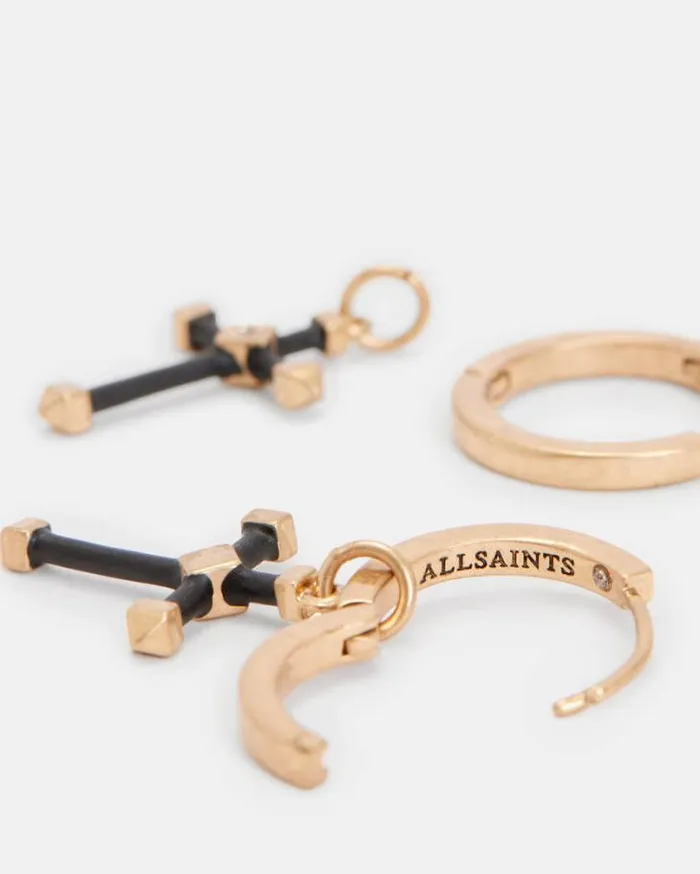 Lyra Cross Hoops Blackwarm Brass Women AllSaints Jewelry