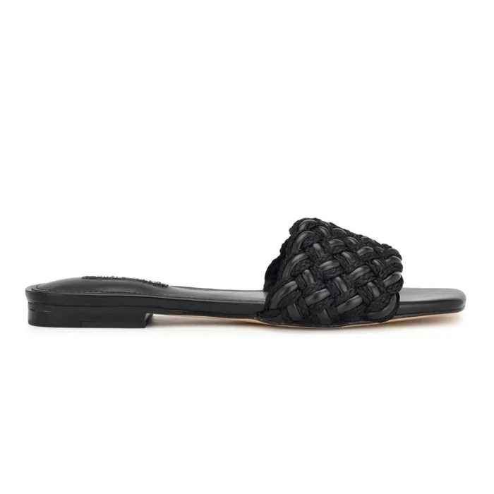 Maci Flat Slide Sandals Black Women Nine West Low Heel