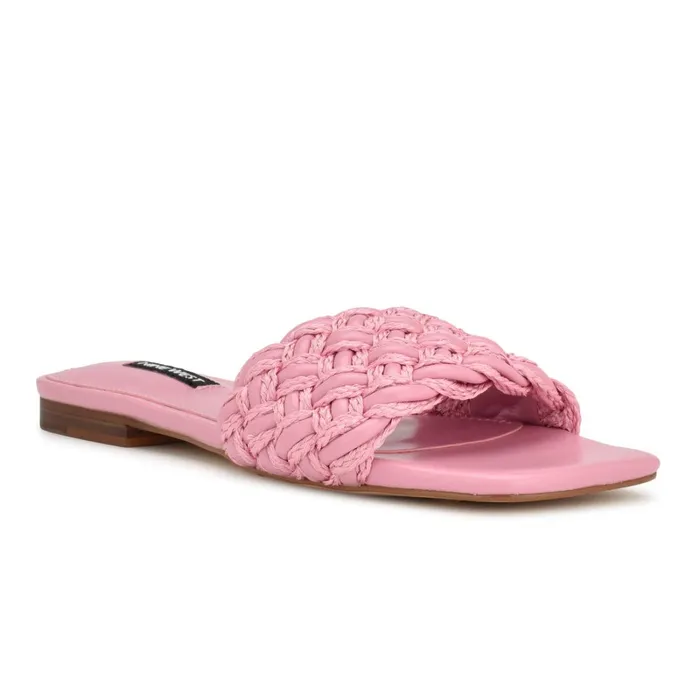 Maci Flat Slide Sandals Pink Women Nine West Sandals Maci Flat Slide Sandals Pink Women Nine West Sandals
