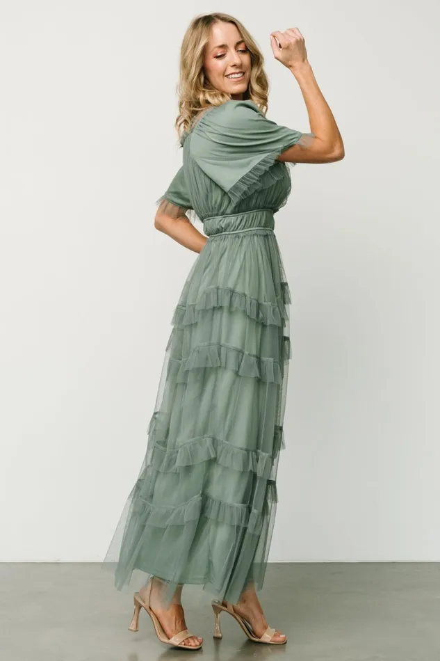 Magdalena Tulle Maxi Dress Eucalyptus Women Baltic Born Wedding Guest Magdalena Tulle Maxi Dress Eucalyptus Women Baltic Born Wedding Guest