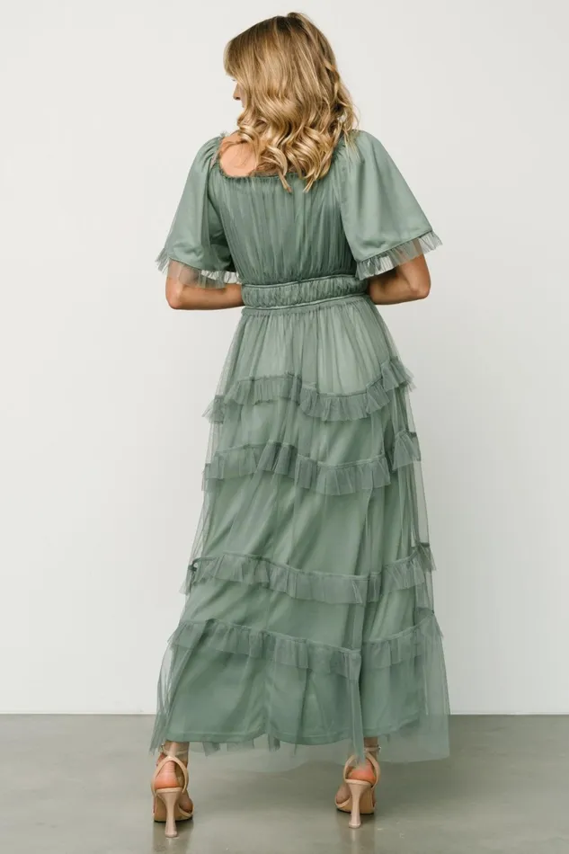 Magdalena Tulle Maxi Dress Eucalyptus Women Baltic Born Wedding Guest Magdalena Tulle Maxi Dress Eucalyptus Women Baltic Born Wedding Guest