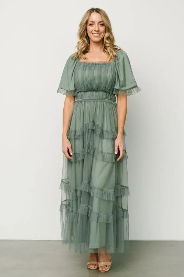 Magdalena Tulle Maxi Dress Eucalyptus Women Baltic Born Wedding Guest Magdalena Tulle Maxi Dress Eucalyptus Women Baltic Born Wedding Guest