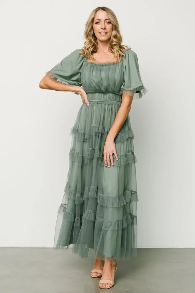 Magdalena Tulle Maxi Dress Eucalyptus Women Baltic Born Wedding Guest Magdalena Tulle Maxi Dress Eucalyptus Women Baltic Born Wedding Guest