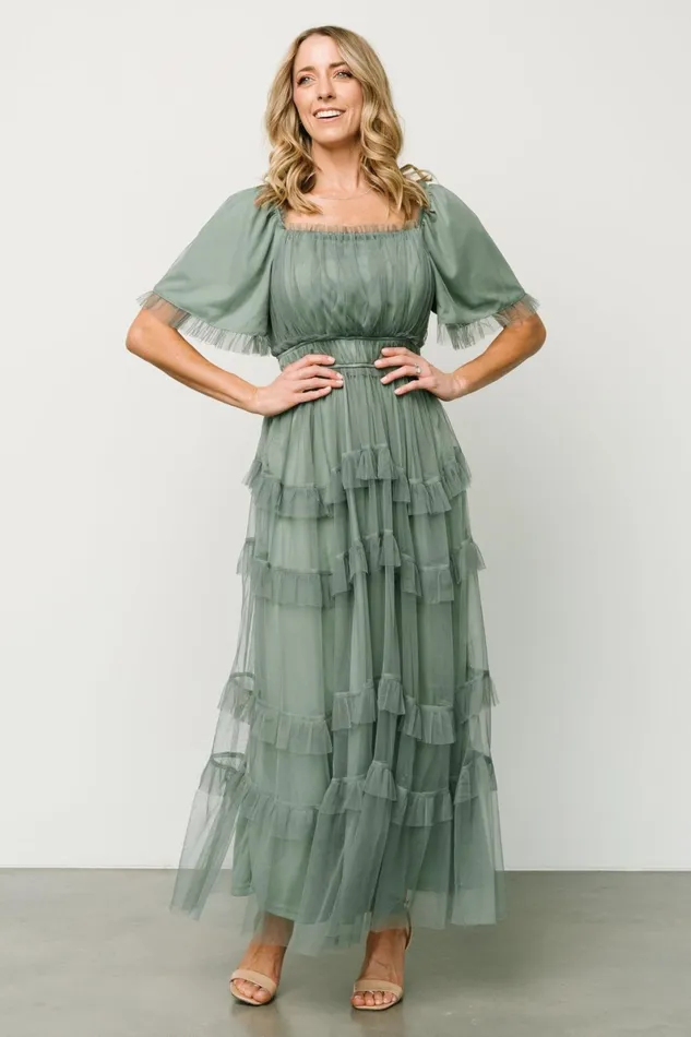 Magdalena Tulle Maxi Dress Eucalyptus Women Baltic Born Wedding Guest Magdalena Tulle Maxi Dress Eucalyptus Women Baltic Born Wedding Guest