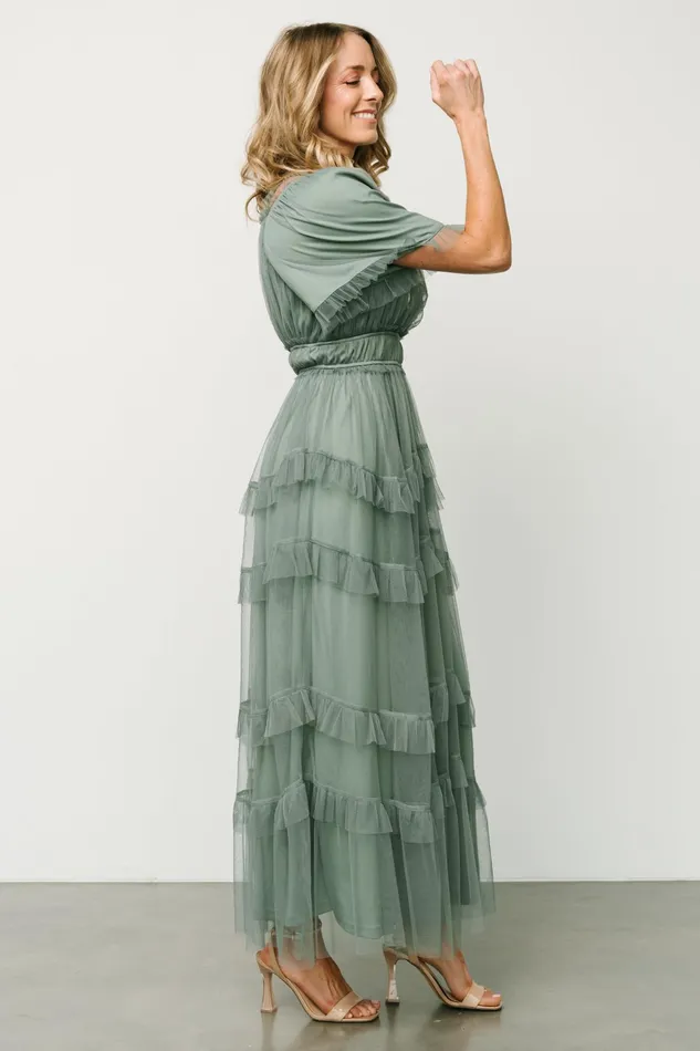 Magdalena Tulle Maxi Dress Eucalyptus Women Baltic Born Wedding Guest Magdalena Tulle Maxi Dress Eucalyptus Women Baltic Born Wedding Guest