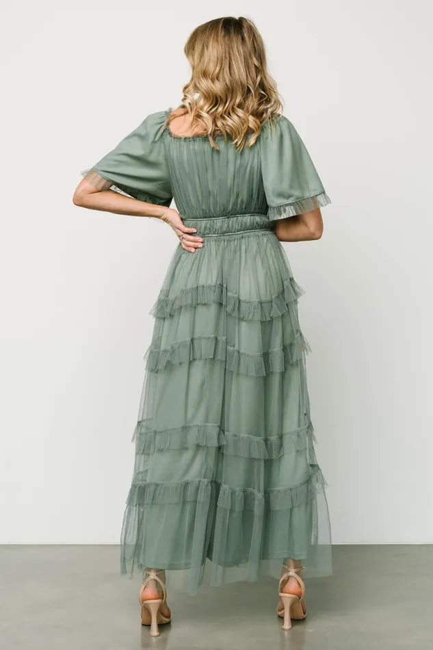 Magdalena Tulle Maxi Dress Eucalyptus Women Baltic Born Wedding Guest Magdalena Tulle Maxi Dress Eucalyptus Women Baltic Born Wedding Guest