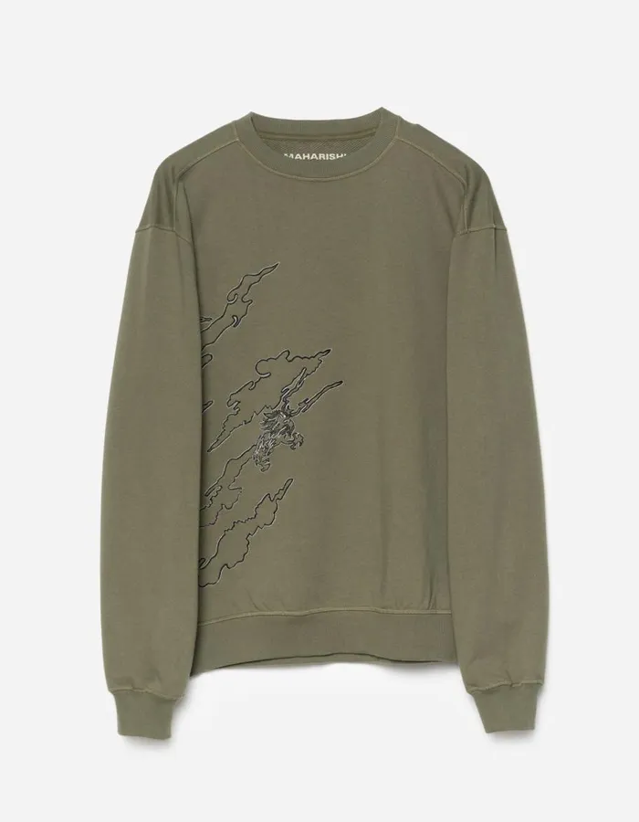 Maharishi Crew Sweats 5338 DPM Bonsai Sparse Crew Sweat Olive OG107F 8211 Men