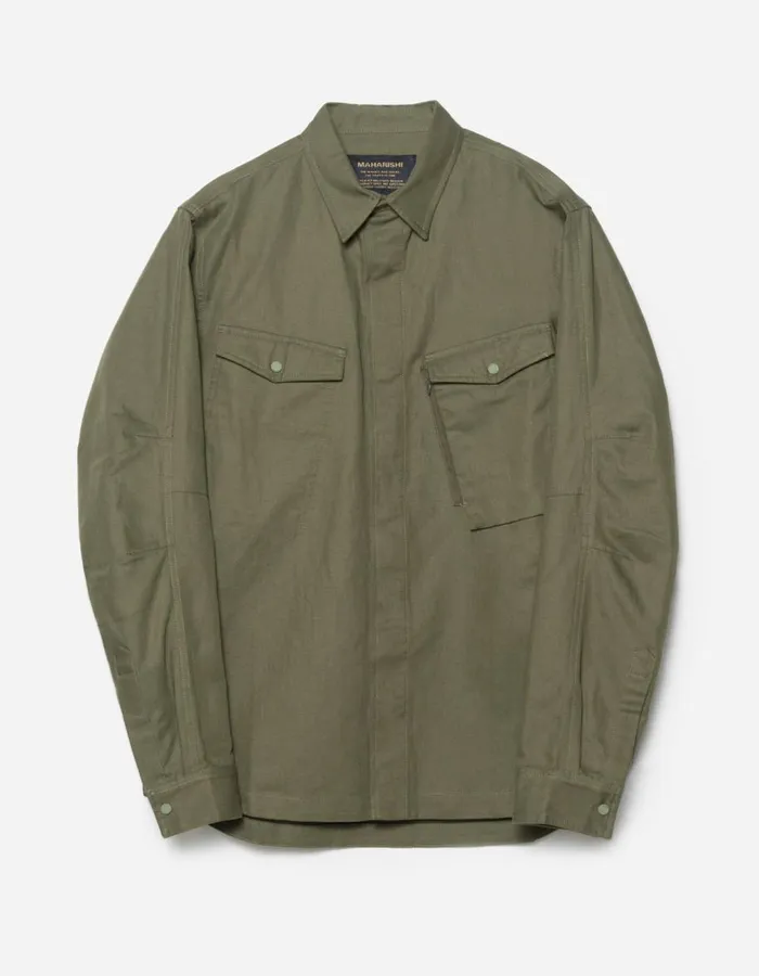 Maharishi Long Sleeve Shirts 7028 MILTYPE Organic Custom Shirt Olive OG107F 8211 Men