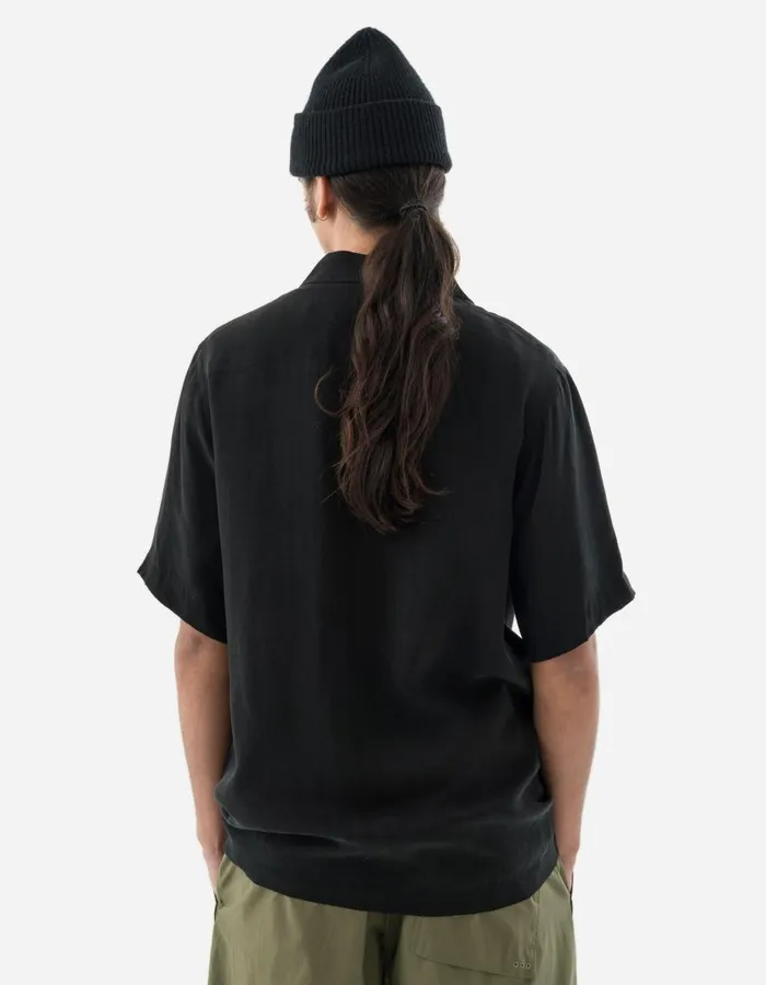 Maharishi Short Sleeve Shirts 5315 Dual Panthers Camp Collar Shirt Black 8211 Men