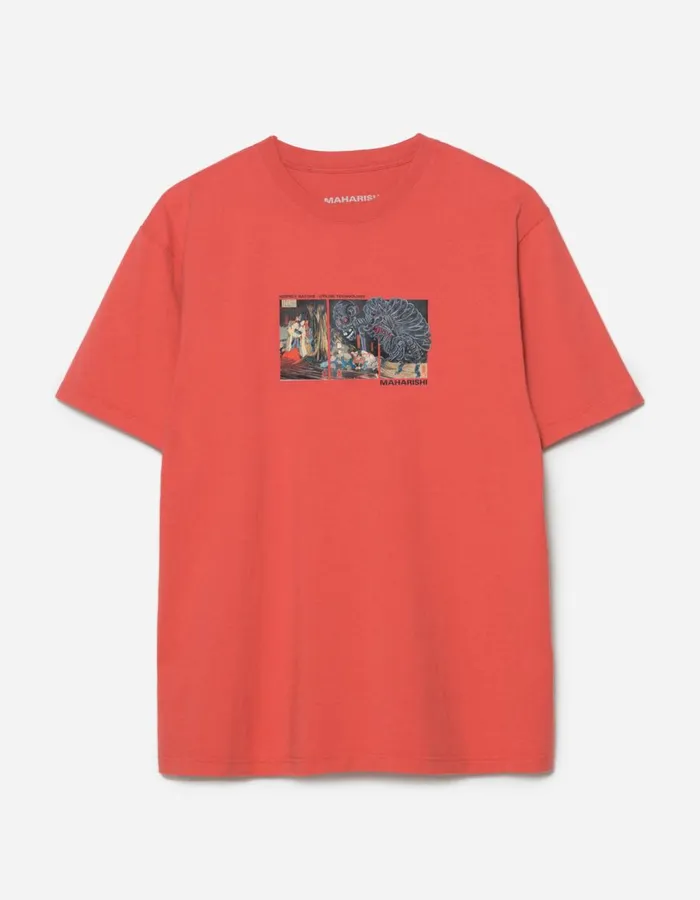 Maharishi Short Sleeve TShirts 1395 Cyber Skeleton TShirt Light Lama Red 8211 Men