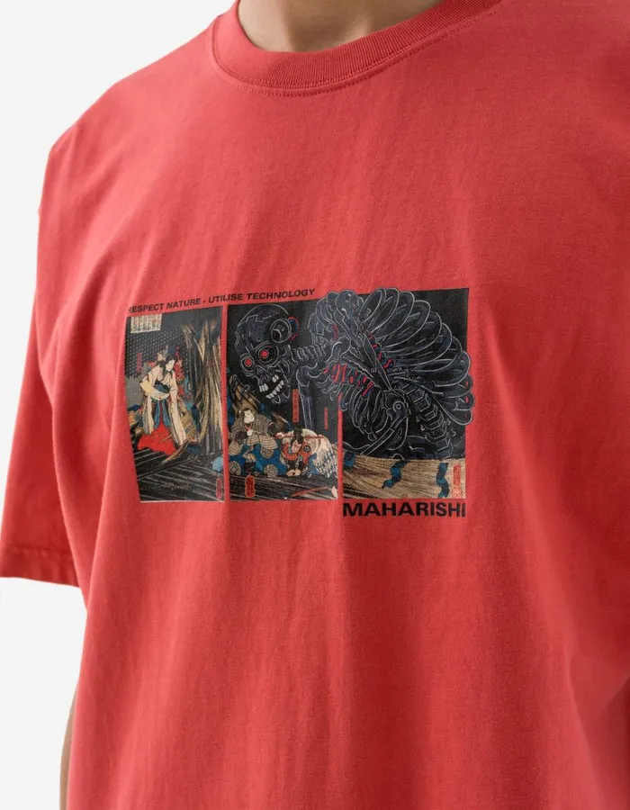 Maharishi Short Sleeve TShirts 1395 Cyber Skeleton TShirt Light Lama Red 8211 Men
