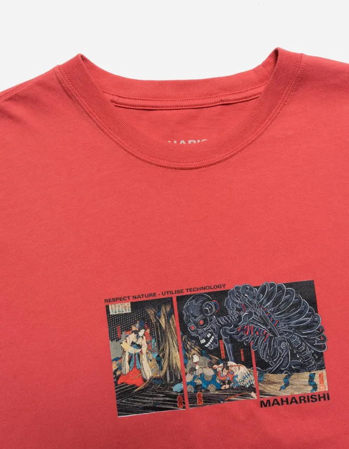Maharishi Short Sleeve TShirts 1395 Cyber Skeleton TShirt Light Lama Red 8211 Men