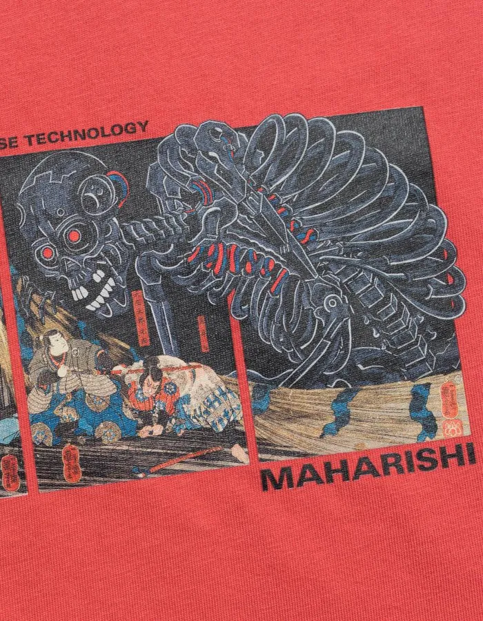 Maharishi Short Sleeve TShirts 1395 Cyber Skeleton TShirt Light Lama Red 8211 Men