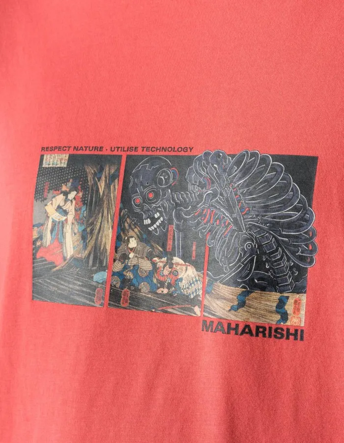 Maharishi Short Sleeve TShirts 1395 Cyber Skeleton TShirt Light Lama Red 8211 Men