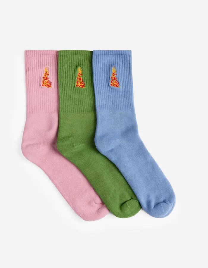 Maharishi Socks 1264 Micro Dragon Sport Sock 3 Pack Subdued BlueBamboo GreenFlag Pin 8211 Men