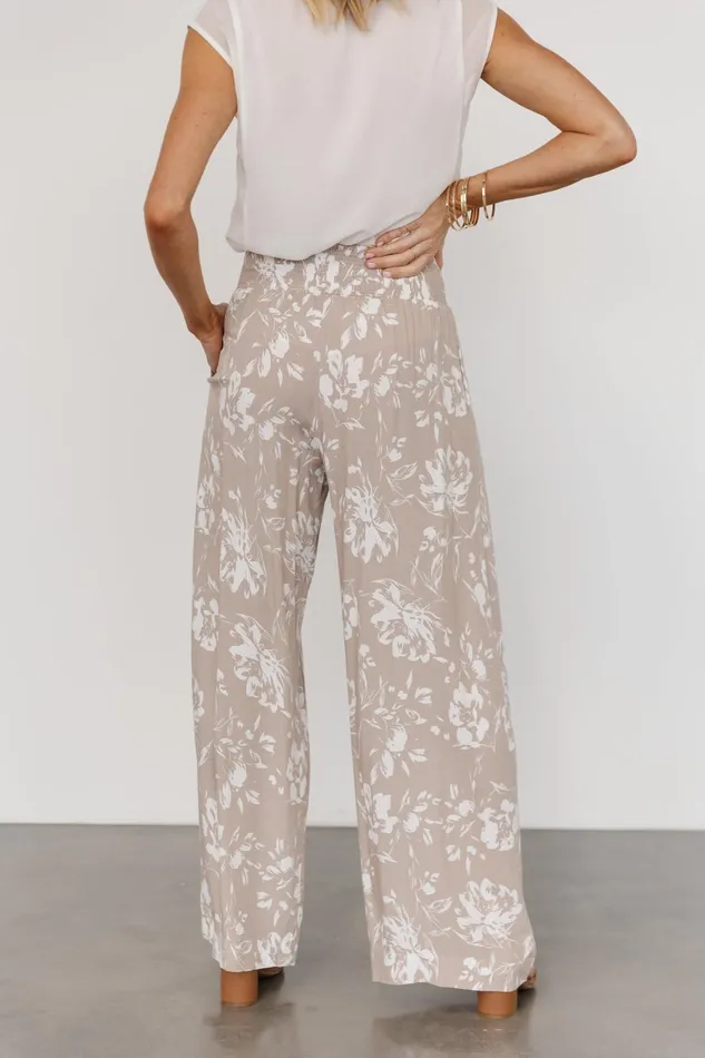 Malta Smocked Waist Pants Sand White Women Baltic Born Pants Malta Smocked Waist Pants Sand White Women Baltic Born Pants