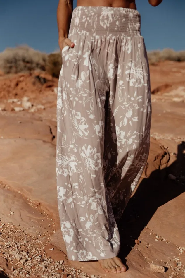 Malta Smocked Waist Pants Sand White Women Baltic Born Pants Malta Smocked Waist Pants Sand White Women Baltic Born Pants