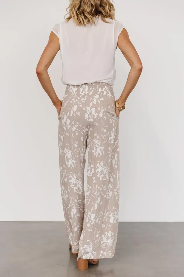 Malta Smocked Waist Pants Sand White Women Baltic Born Pants Malta Smocked Waist Pants Sand White Women Baltic Born Pants