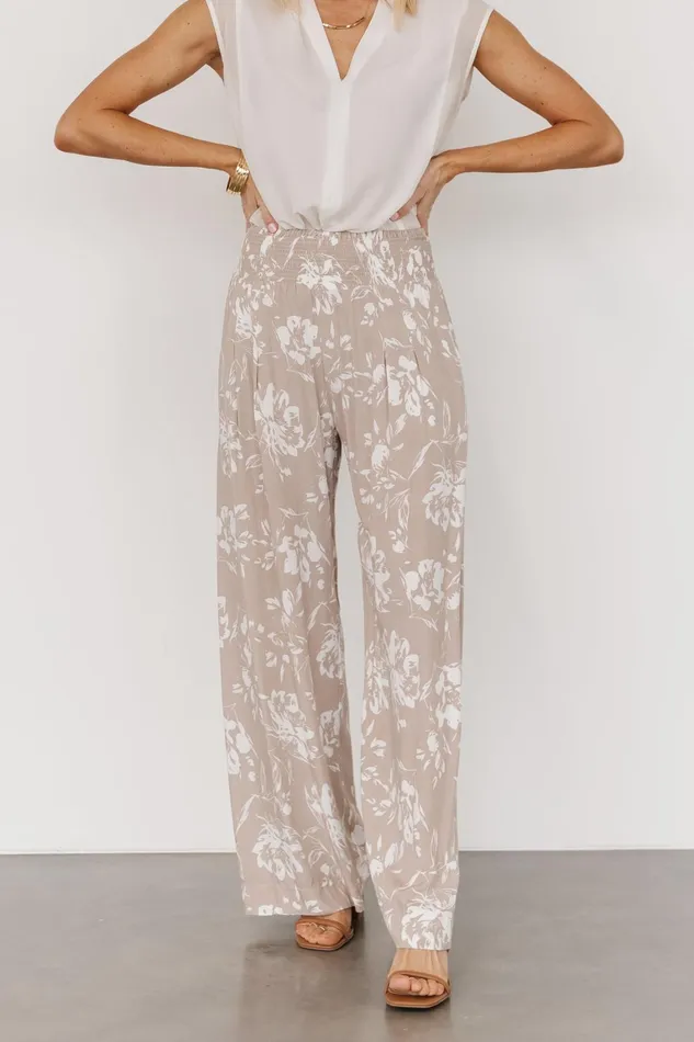 Malta Smocked Waist Pants Sand White Women Baltic Born Pants Malta Smocked Waist Pants Sand White Women Baltic Born Pants