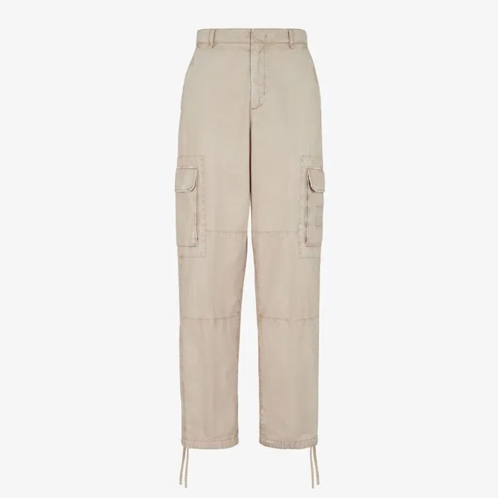 Man Beige Gabardine Trousers Beige Fendi Denim and Trousers