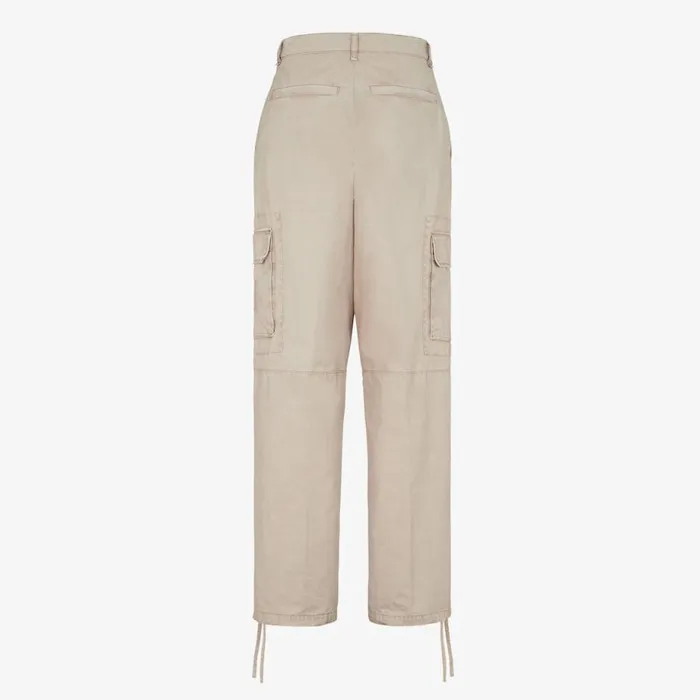 Man Beige Gabardine Trousers Beige Fendi Denim and Trousers