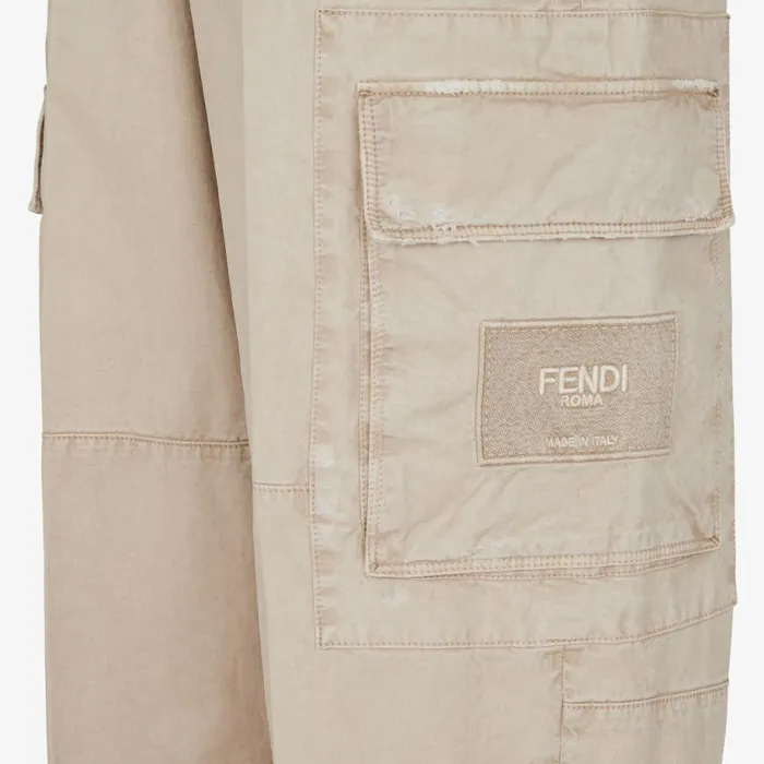 Man Beige Gabardine Trousers Beige Fendi Denim and Trousers