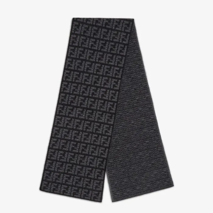 Man Black Cashmere Scarf Black Fendi Scarves