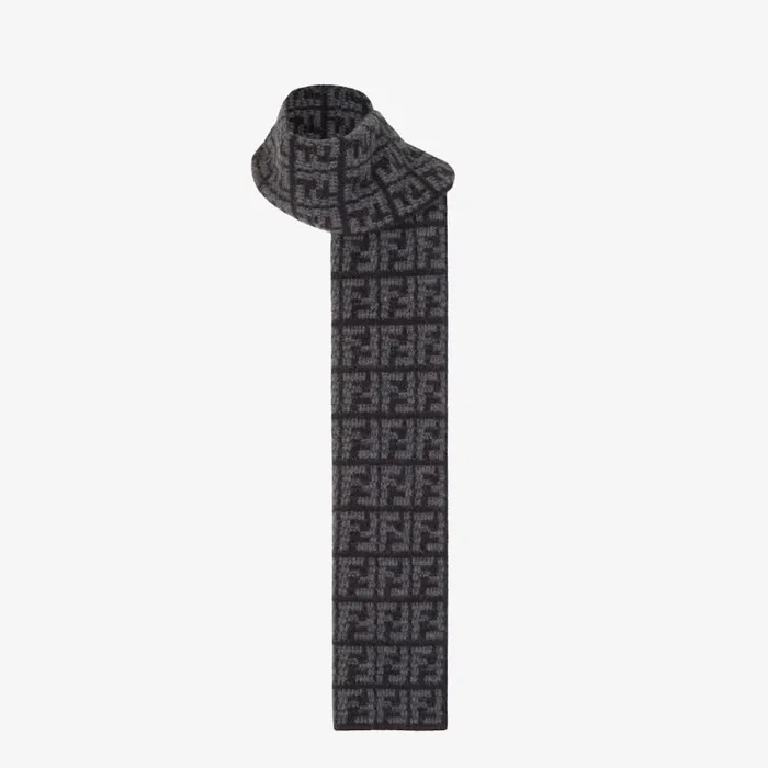 Man Black Cashmere Scarf Black Fendi Scarves