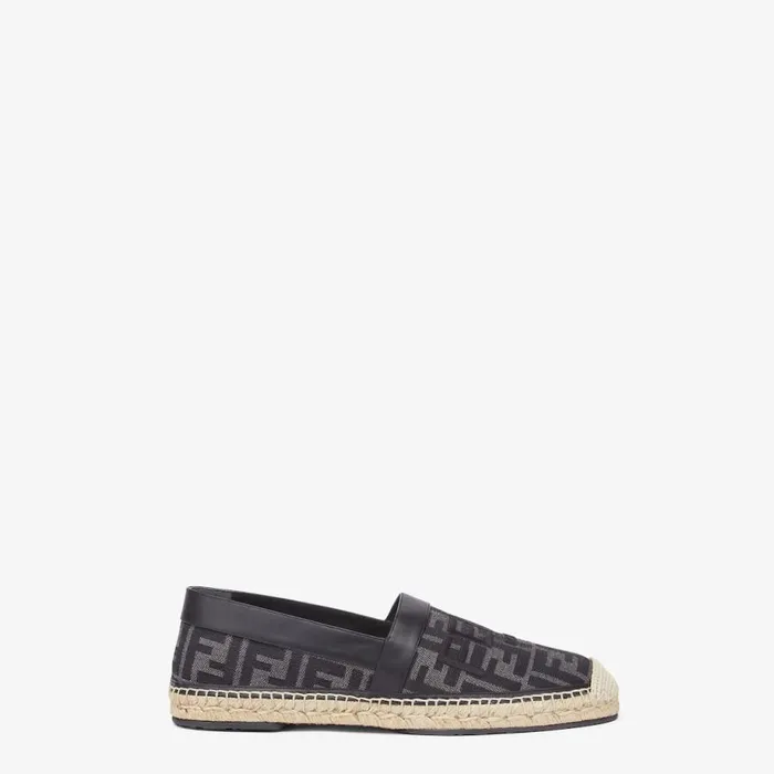 Man Black Fabric Espadrilles Black Fendi Slides and Sandals
