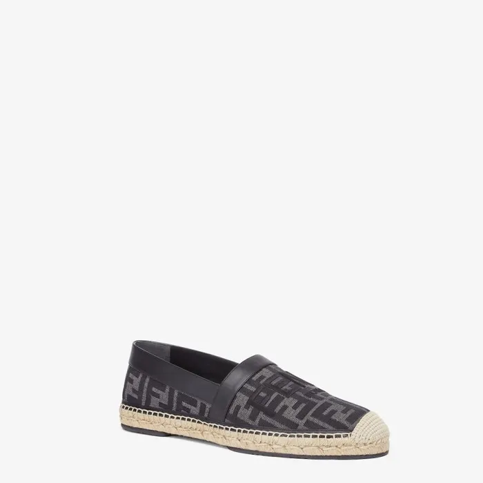 Man Black Fabric Espadrilles Black Fendi Slides and Sandals