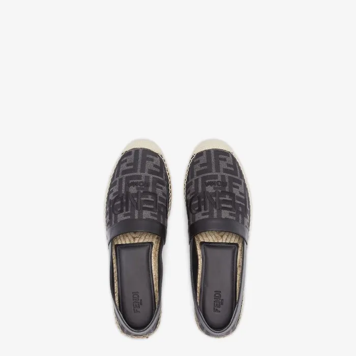Man Black Fabric Espadrilles Black Fendi Slides and Sandals