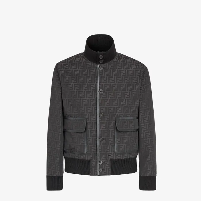 Man Black Fabric Jacket Black Fendi Coats and Outerwear