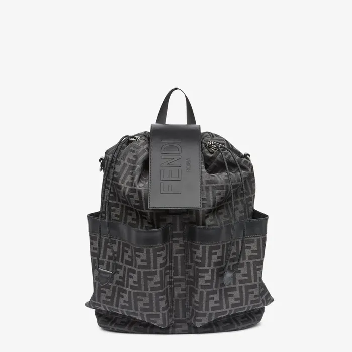 Man Black Ff Fabric Backpack Black Fendi Backpacks