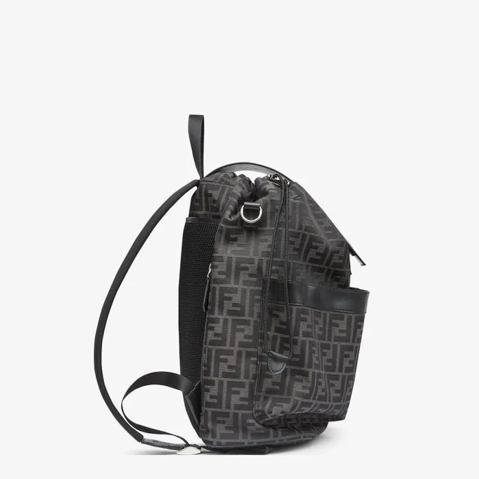Man Black Ff Fabric Backpack Black Fendi Backpacks