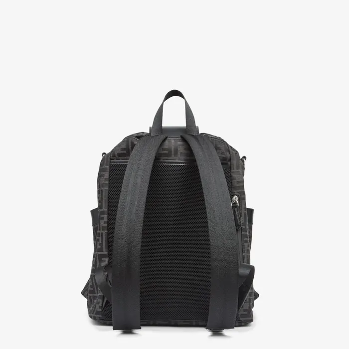 Man Black Ff Fabric Backpack Black Fendi Backpacks