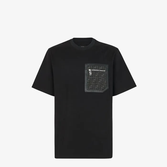 Man Black Jersey TShirt Black Fendi Tshirts and Polos